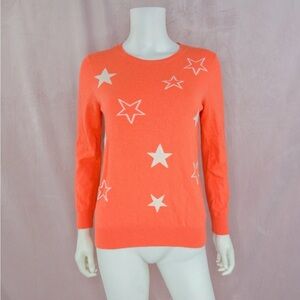 Savida Womens Wool Cashmere Blend Coral Stars Crewneck Sweater Small